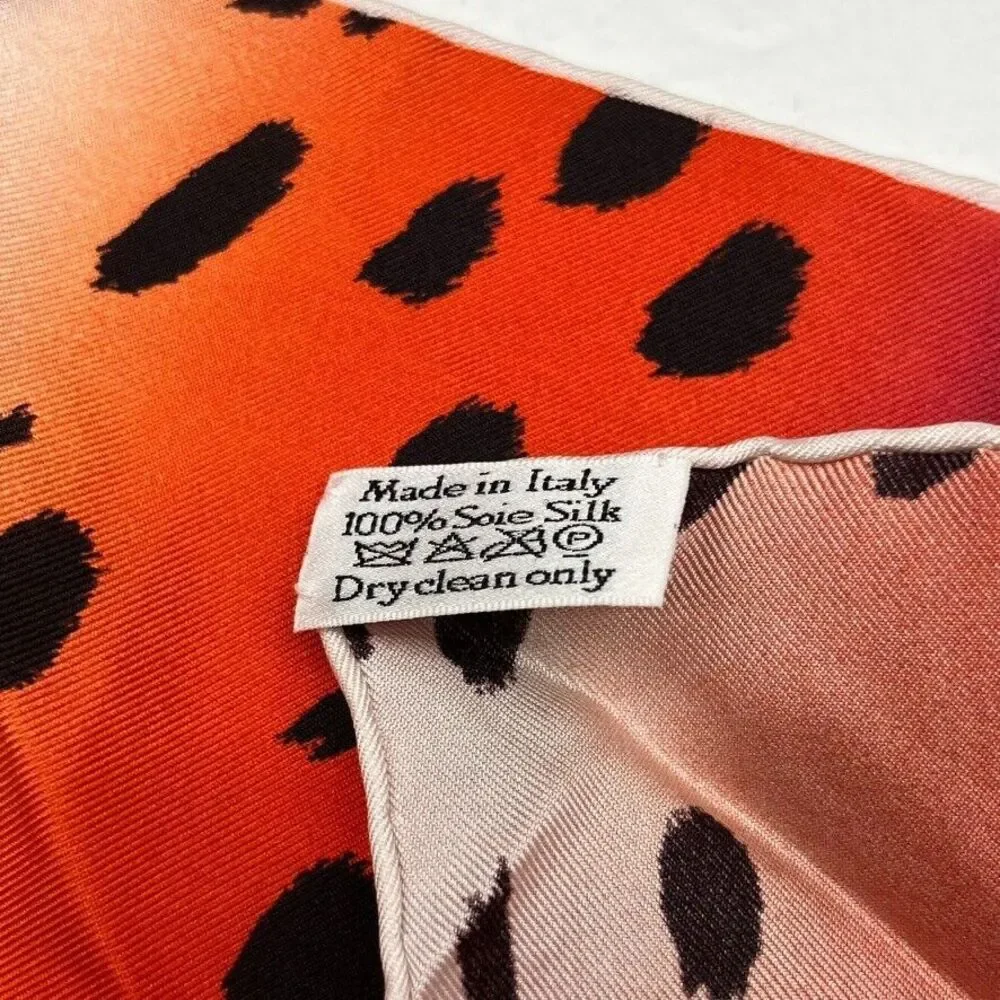 Dior Red White Leopard Printed Square 70 Scarf Women One Size NEW *
